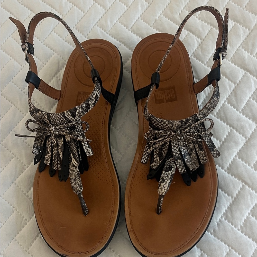 Fitflop Brown and Black Snakeskin Sandals Sz 7
